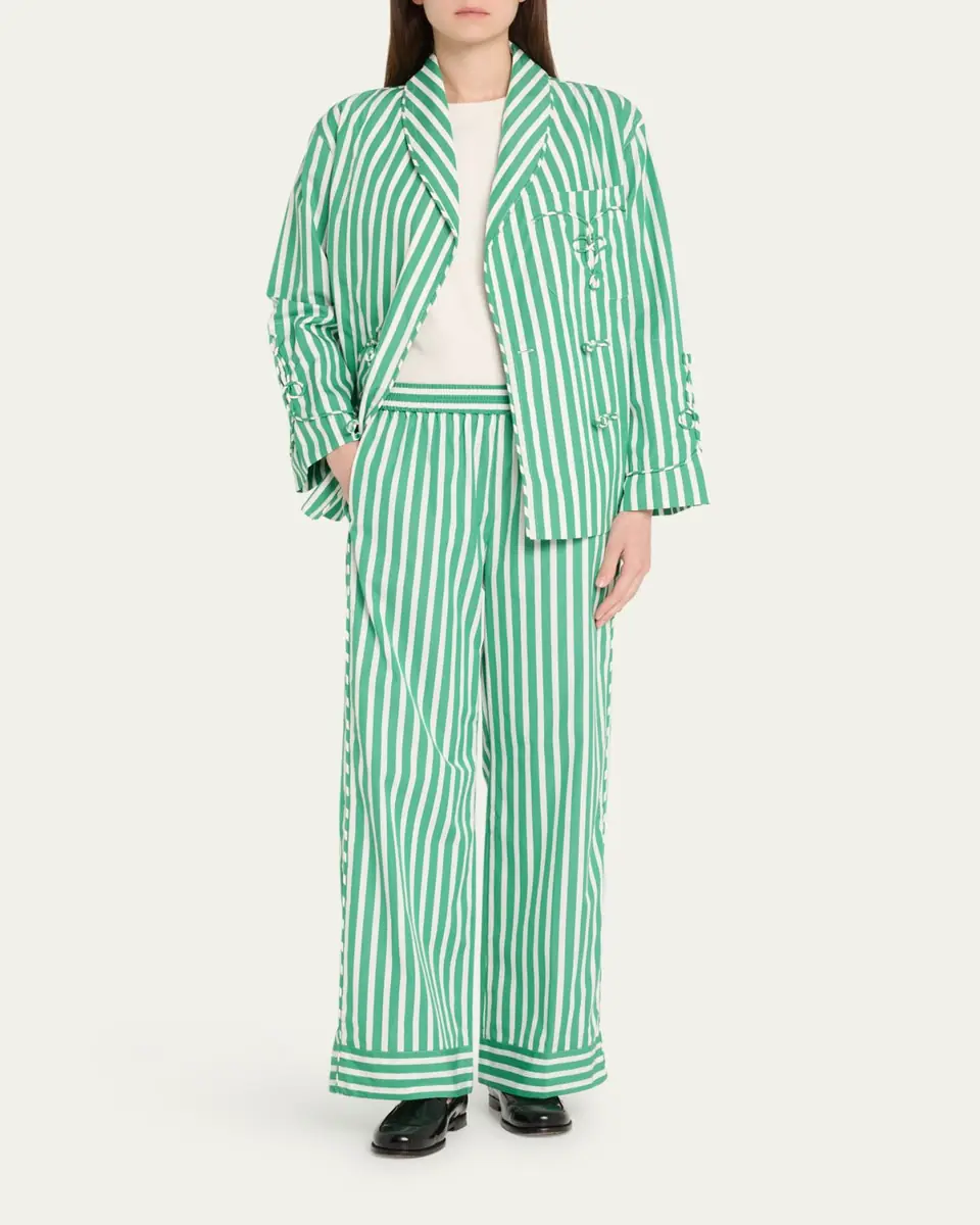 SÉBLINE Striped Wide Leg Pajama Trousers | Thumbnail 2