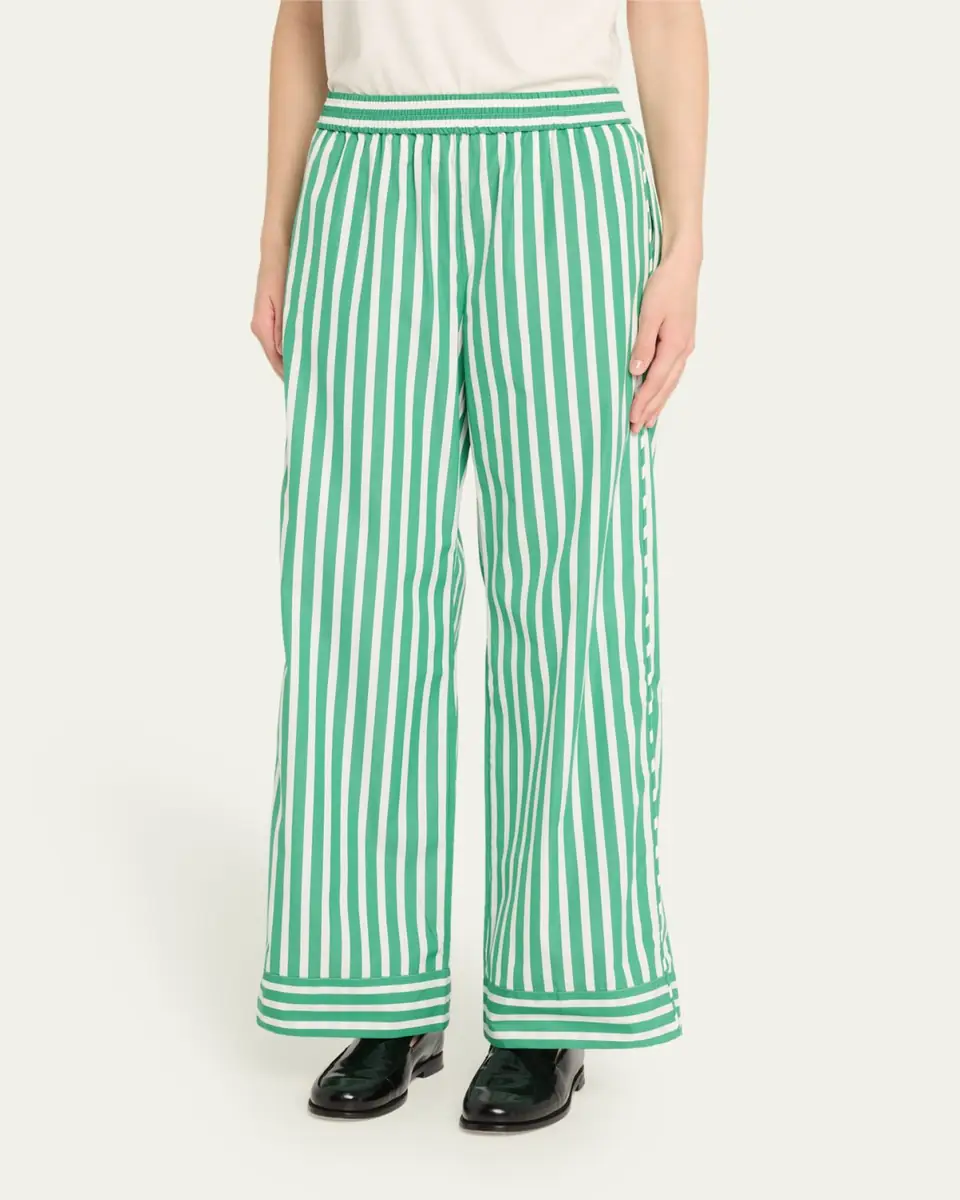 SÉBLINE Striped Wide Leg Pajama Trousers | Thumbnail 4