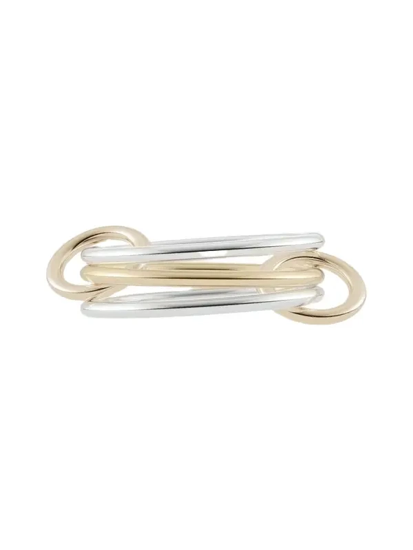Solarium SY Three Link Ring in Sterling Silver and 18K Yellow Gold Connectors