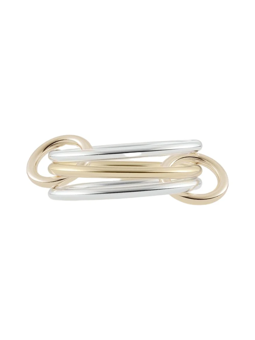 Solarium SY Three Link Ring in Sterling Silver and 18K Yellow Gold Connectors Solarium SY Three Link Ring in Sterling Silver and 18K Yellow Gold Connectors