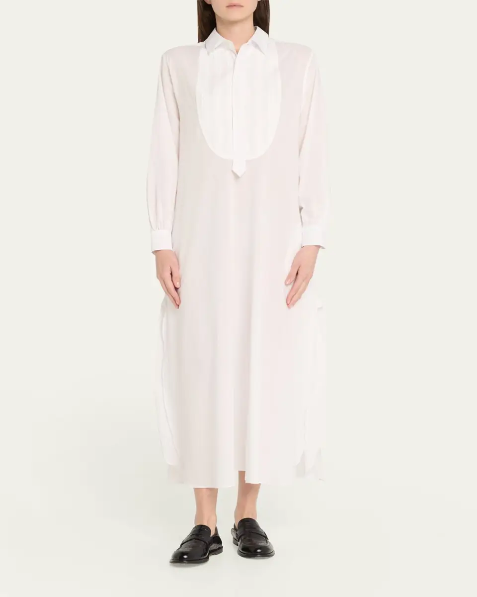 SÉBLINE Painters Pintuck Bib Cotton Midi Dress | Thumbnail 2 SÉBLINE Painters Pintuck Bib Cotton Midi Dress | Thumbnail 2