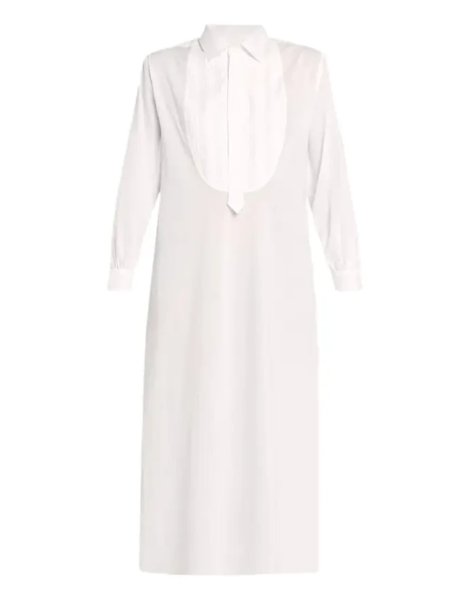 SÉBLINE Painters Pintuck Bib Cotton Midi Dress