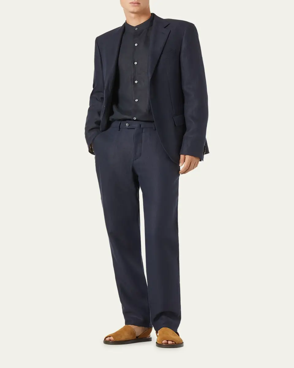 Loro Piana Men's Carlo Antigua Flax Trousers | Thumbnail 2