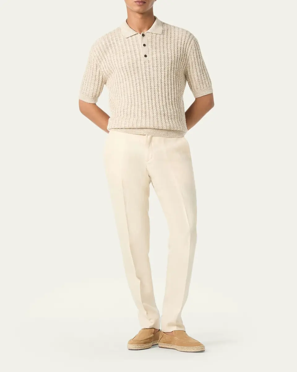 Loro Piana Men's Carlo Antigua Flax Trousers | Thumbnail 6
