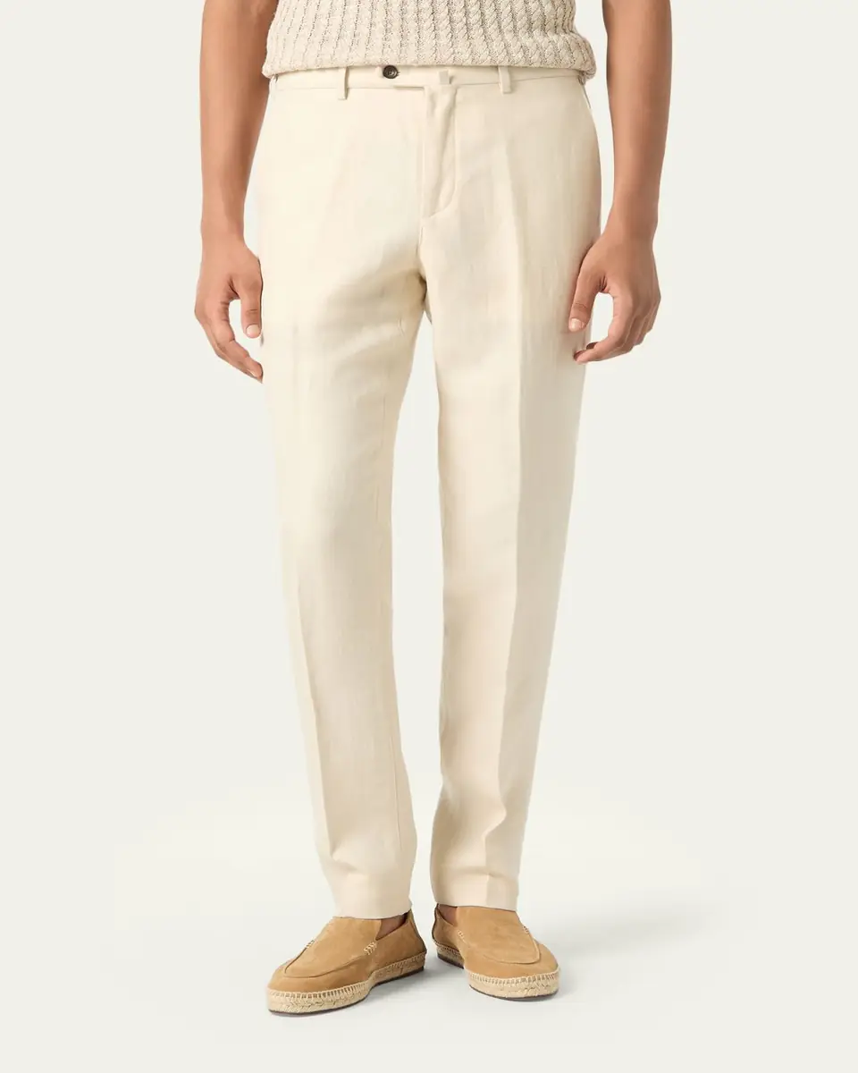Loro Piana Men's Carlo Antigua Flax Trousers | Thumbnail 8
