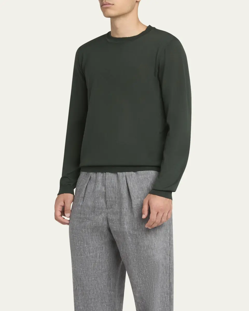 Giorgio Armani Men's Cashmere Knit Crewneck Sweater | Thumbnail 4