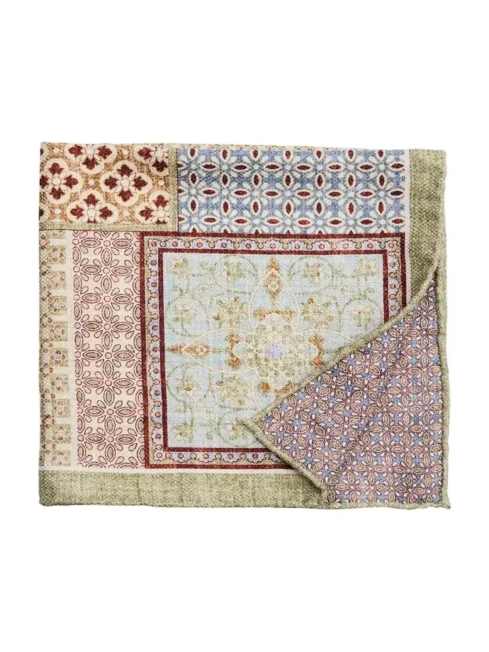 Rosi Collection Men's Silk Double-Face Patchwork Pocket Square
