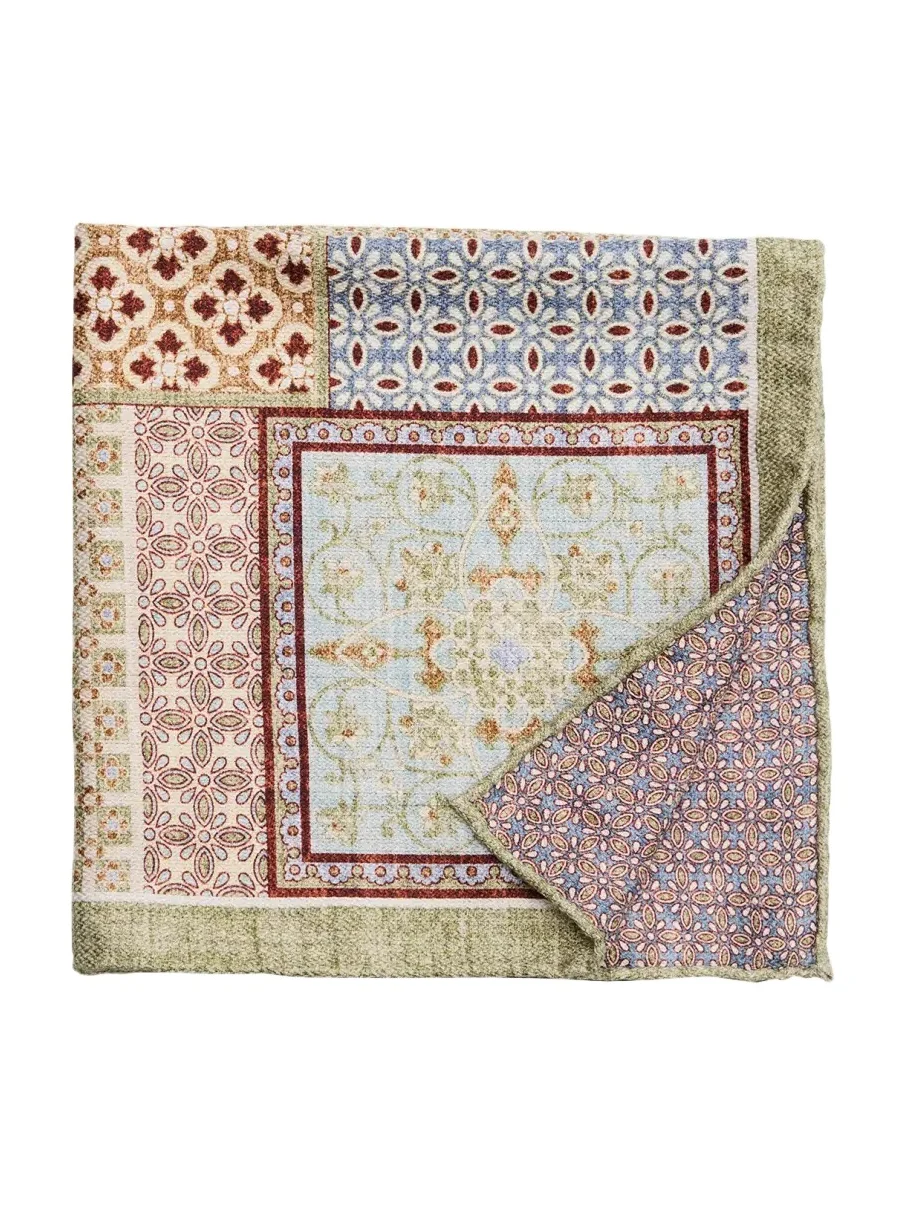 Rosi Collection Men's Silk Double-Face Patchwork Pocket Square