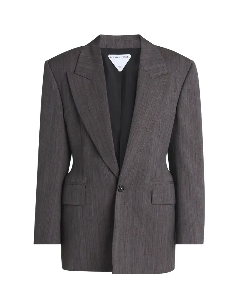 Bottega Veneta Subtle Stripe Melange Wool Jacket | Image 1 Bottega Veneta Subtle Stripe Melange Wool Jacket | Image 1