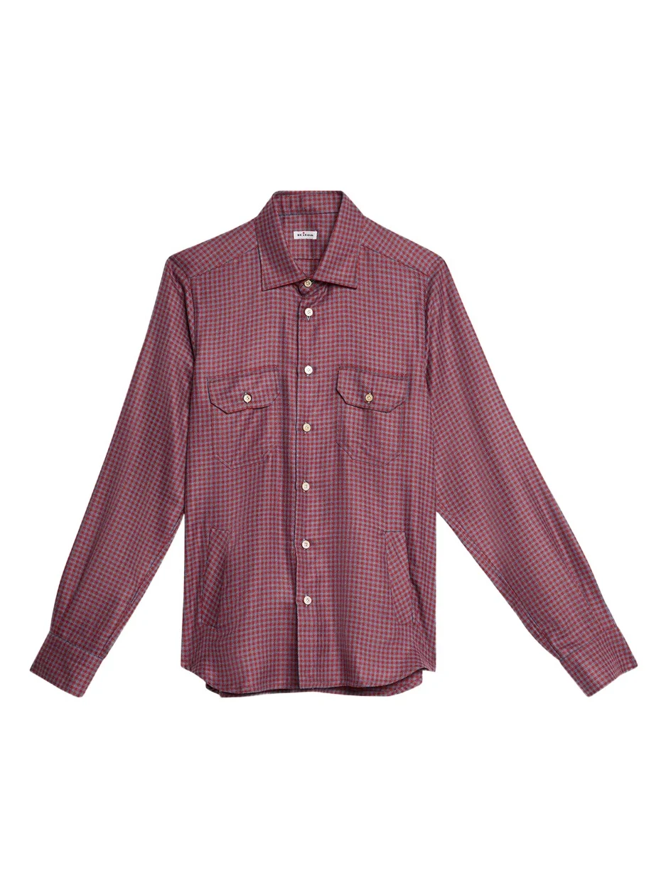 Kiton Men's Cashmere and Silk Small Check Overshirt