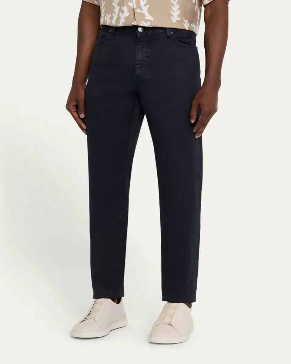 ZEGNA Men's City Comfort Linen and Cotton Five-Pocket Pants | Thumbnail 4