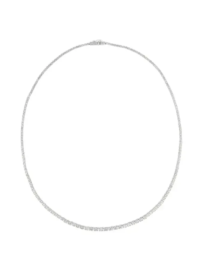 14K White Gold Flawless Graduating Diamond Tennis Necklace, 17"L