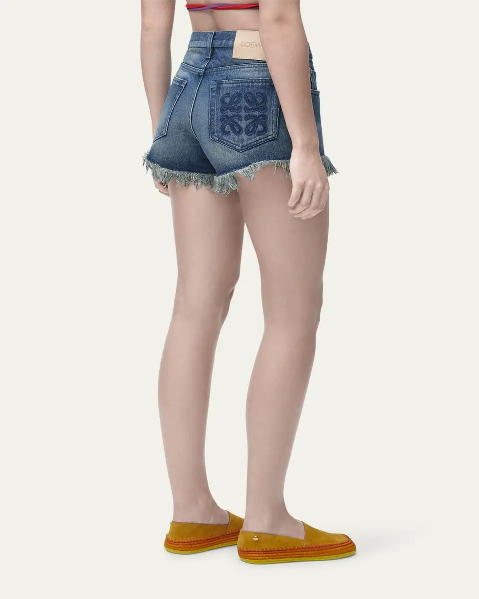 Loewe Anagram Detail Frayed Denim Shorts | Thumbnail 3