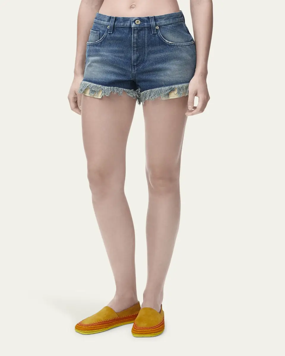 Loewe Anagram Detail Frayed Denim Shorts | Thumbnail 4