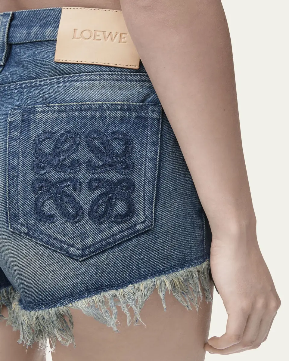 Loewe Anagram Detail Frayed Denim Shorts | Thumbnail 5