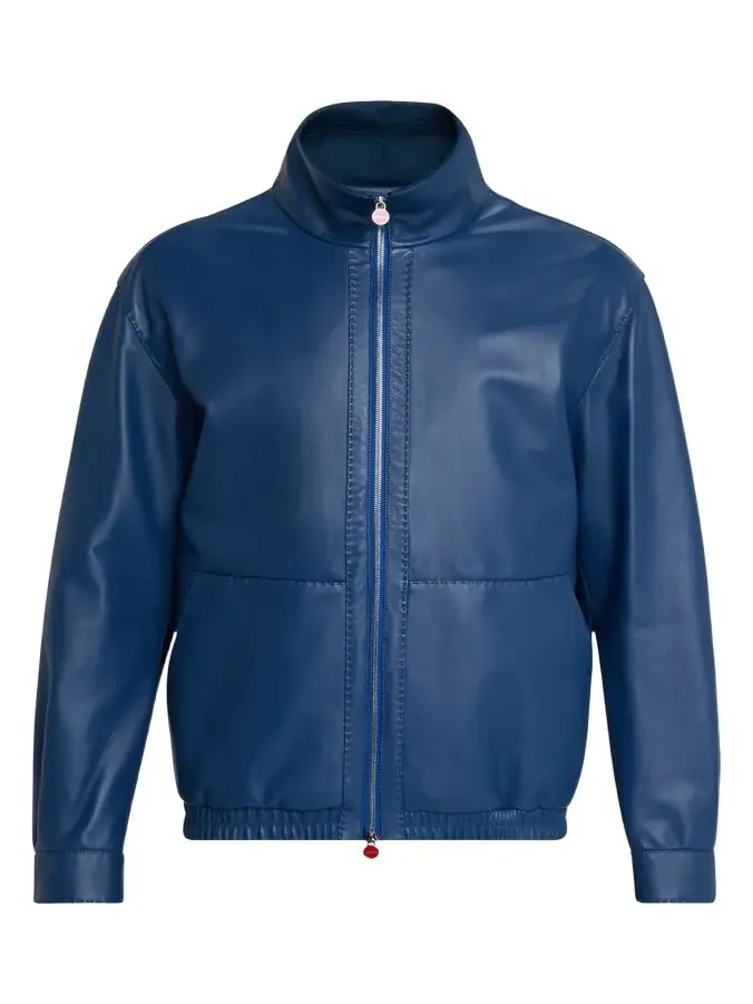 Men's Leather Full-Zip Bomber Jacket