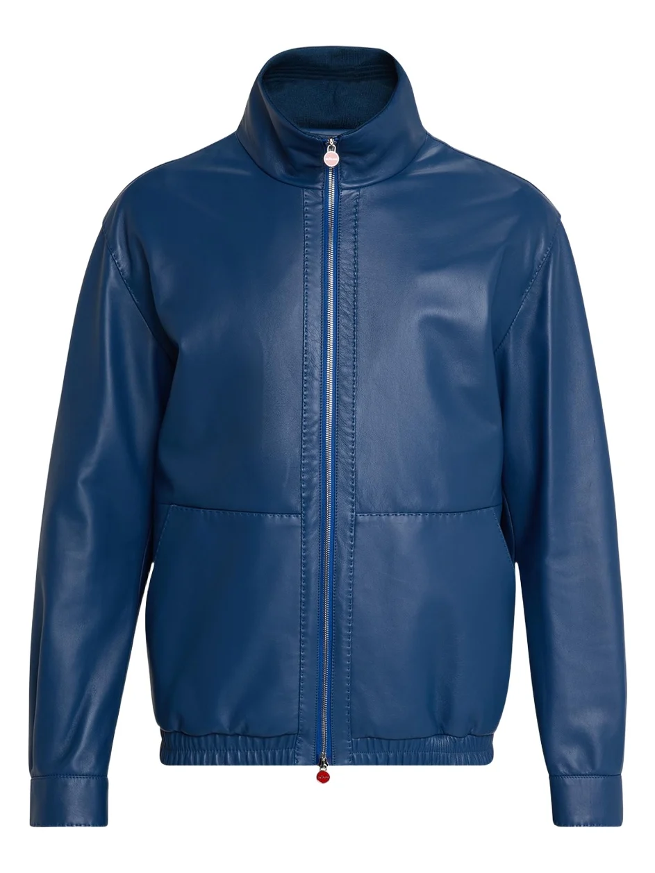 Kiton Men's Leather Full-Zip Bomber Jacket