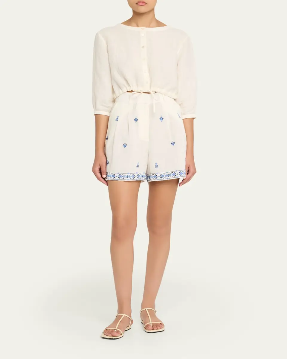 Emporio Sirenuse New Jinny Linen Crop Blouse | Thumbnail 2 Emporio Sirenuse New Jinny Linen Crop Blouse | Thumbnail 2