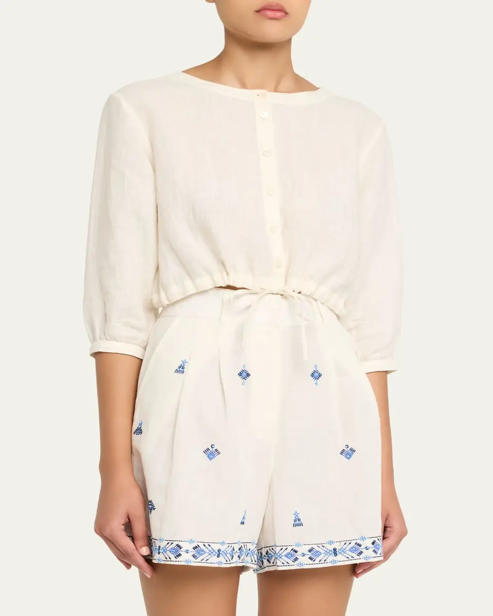 Emporio Sirenuse New Jinny Linen Crop Blouse | Thumbnail 4 Emporio Sirenuse New Jinny Linen Crop Blouse | Thumbnail 4