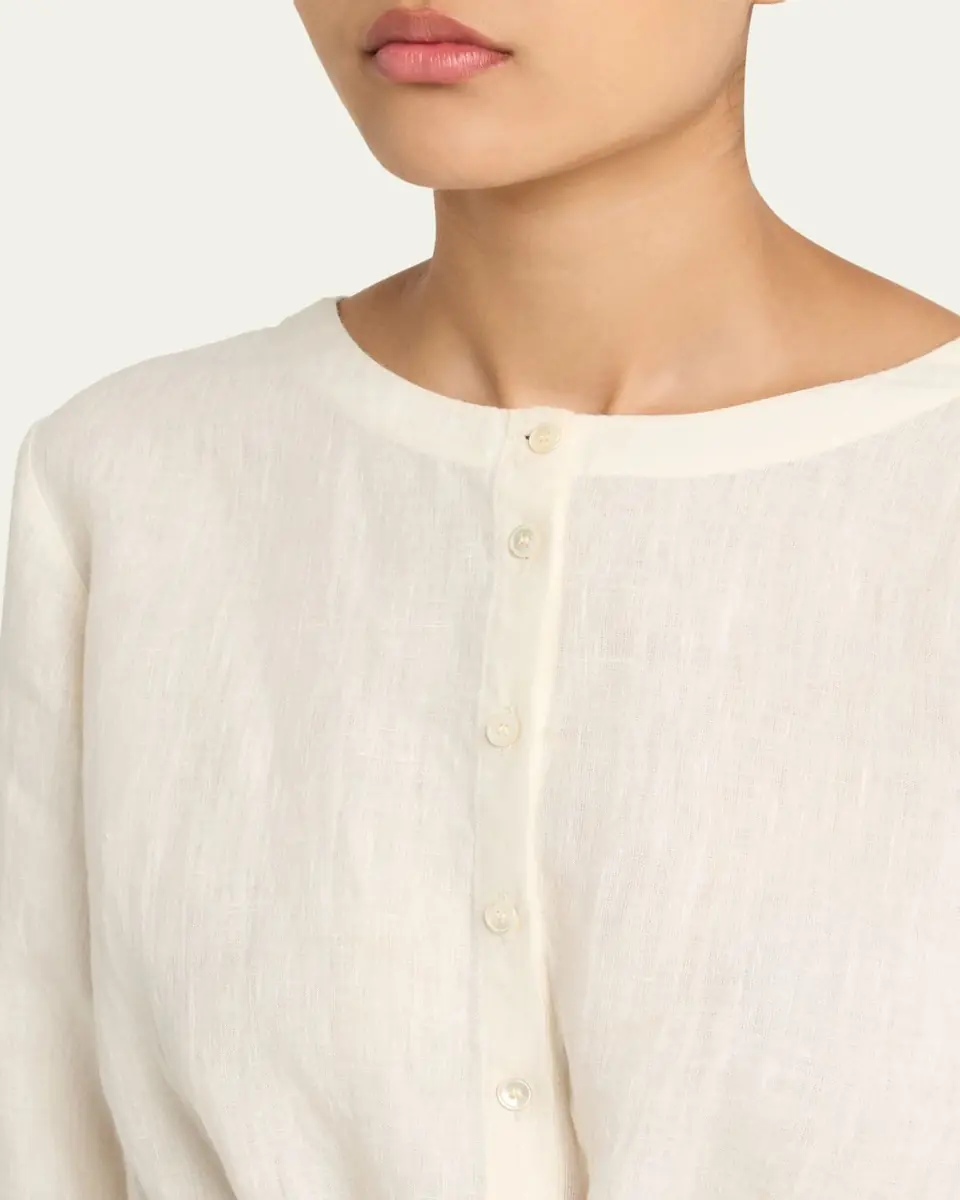 Emporio Sirenuse New Jinny Linen Crop Blouse | Thumbnail 5 Emporio Sirenuse New Jinny Linen Crop Blouse | Thumbnail 5