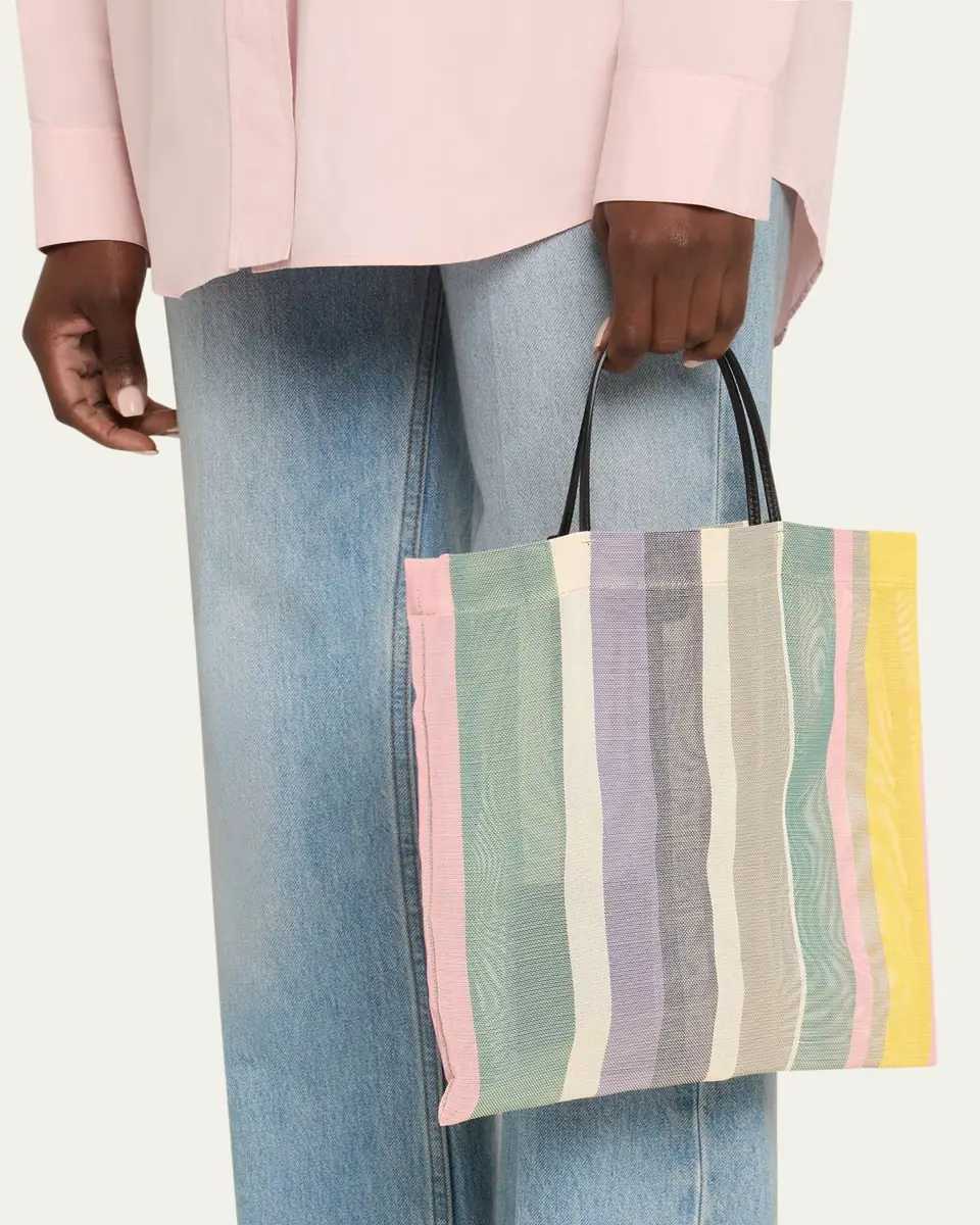 THE ROW Barn Mini Tote Bag in Striped Mesh | Thumbnail 2 THE ROW Barn Mini Tote Bag in Striped Mesh | Thumbnail 2