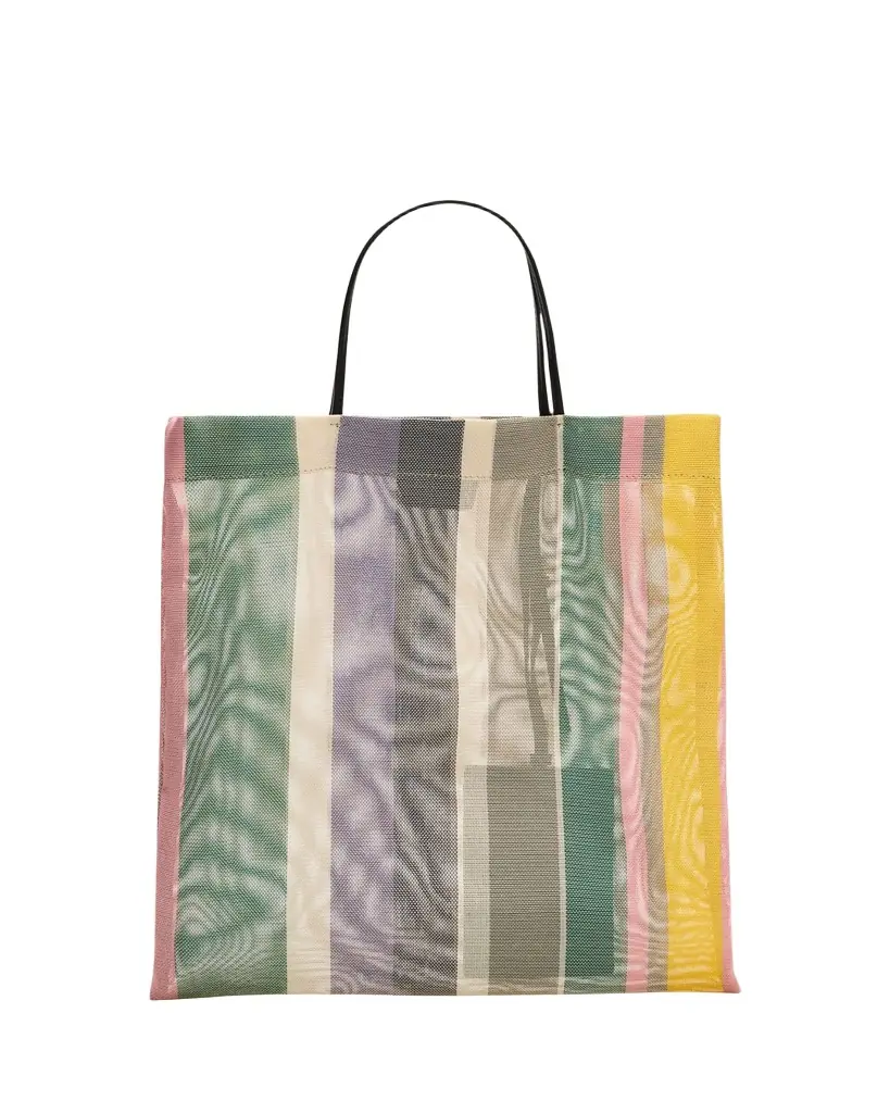 THE ROW Barn Mini Tote Bag in Striped Mesh | Image 1 THE ROW Barn Mini Tote Bag in Striped Mesh | Image 1