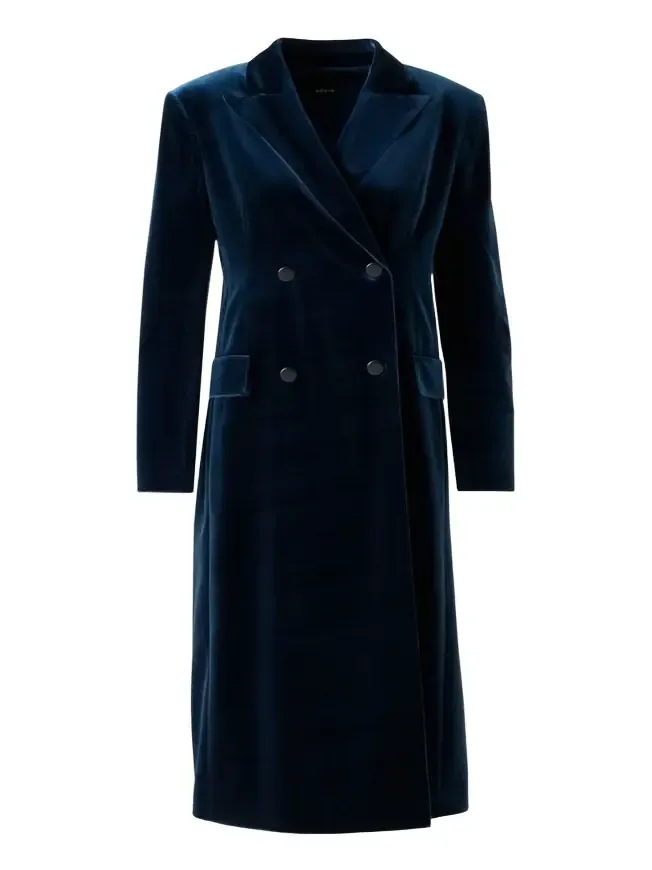 Akris Edine Double-Breasted Long Velvet Coat
