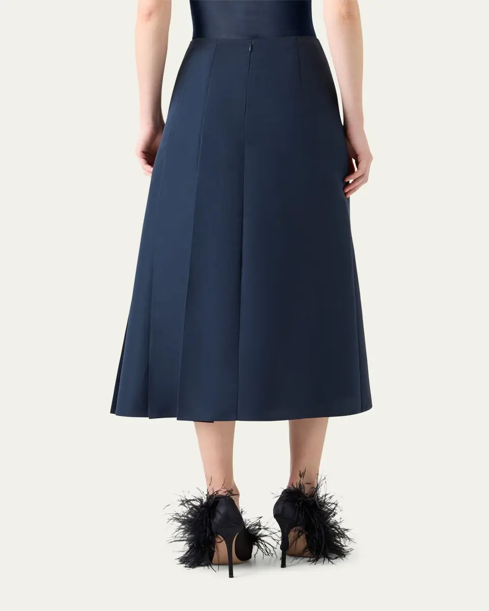Akris Pleated Ottoman Silk Midi A-Line Skirt | Thumbnail 3 Akris Pleated Ottoman Silk Midi A-Line Skirt | Thumbnail 3