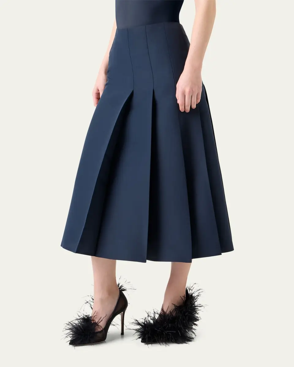 Akris Pleated Ottoman Silk Midi A-Line Skirt | Thumbnail 4 Akris Pleated Ottoman Silk Midi A-Line Skirt | Thumbnail 4