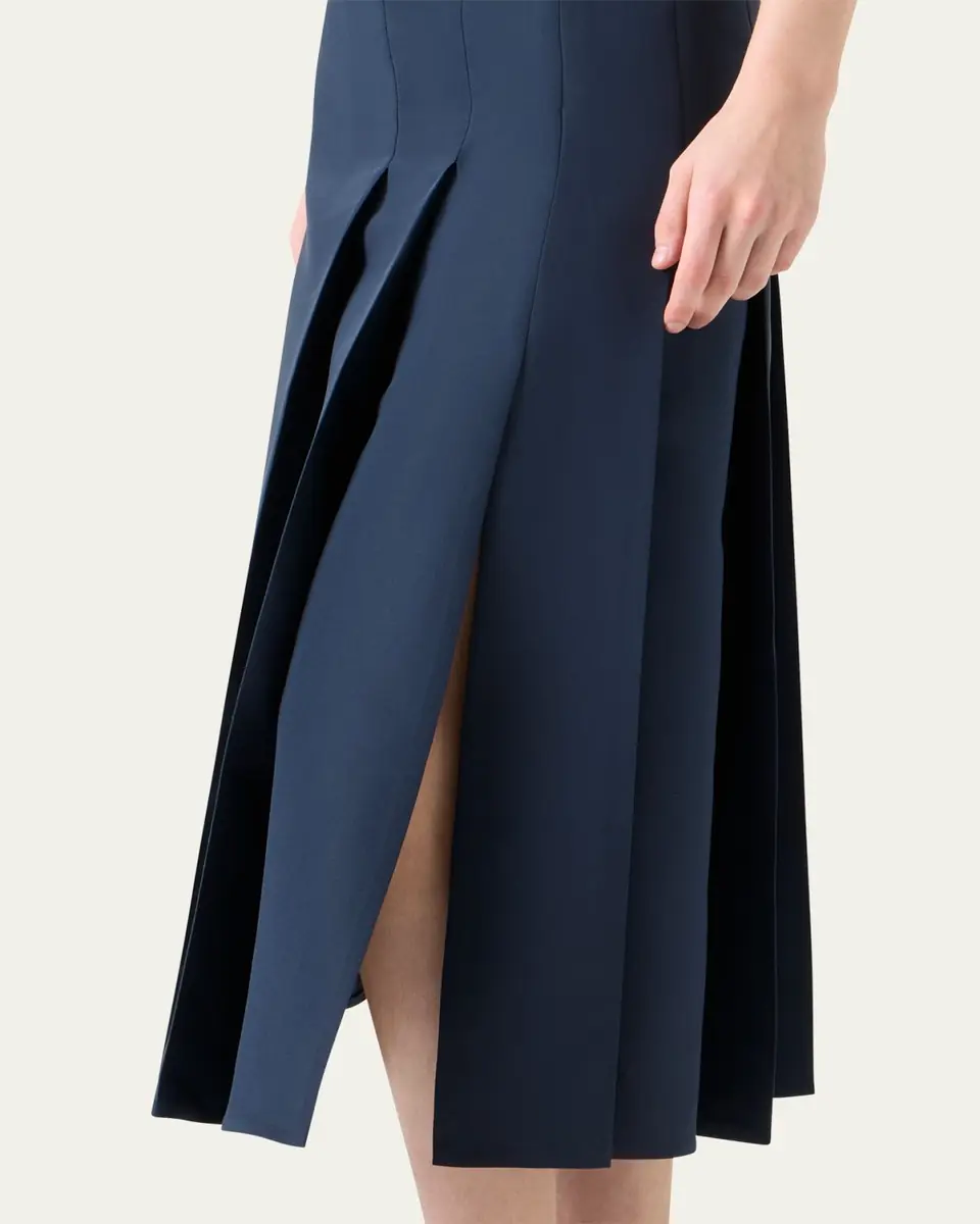 Akris Pleated Ottoman Silk Midi A-Line Skirt | Thumbnail 5 Akris Pleated Ottoman Silk Midi A-Line Skirt | Thumbnail 5