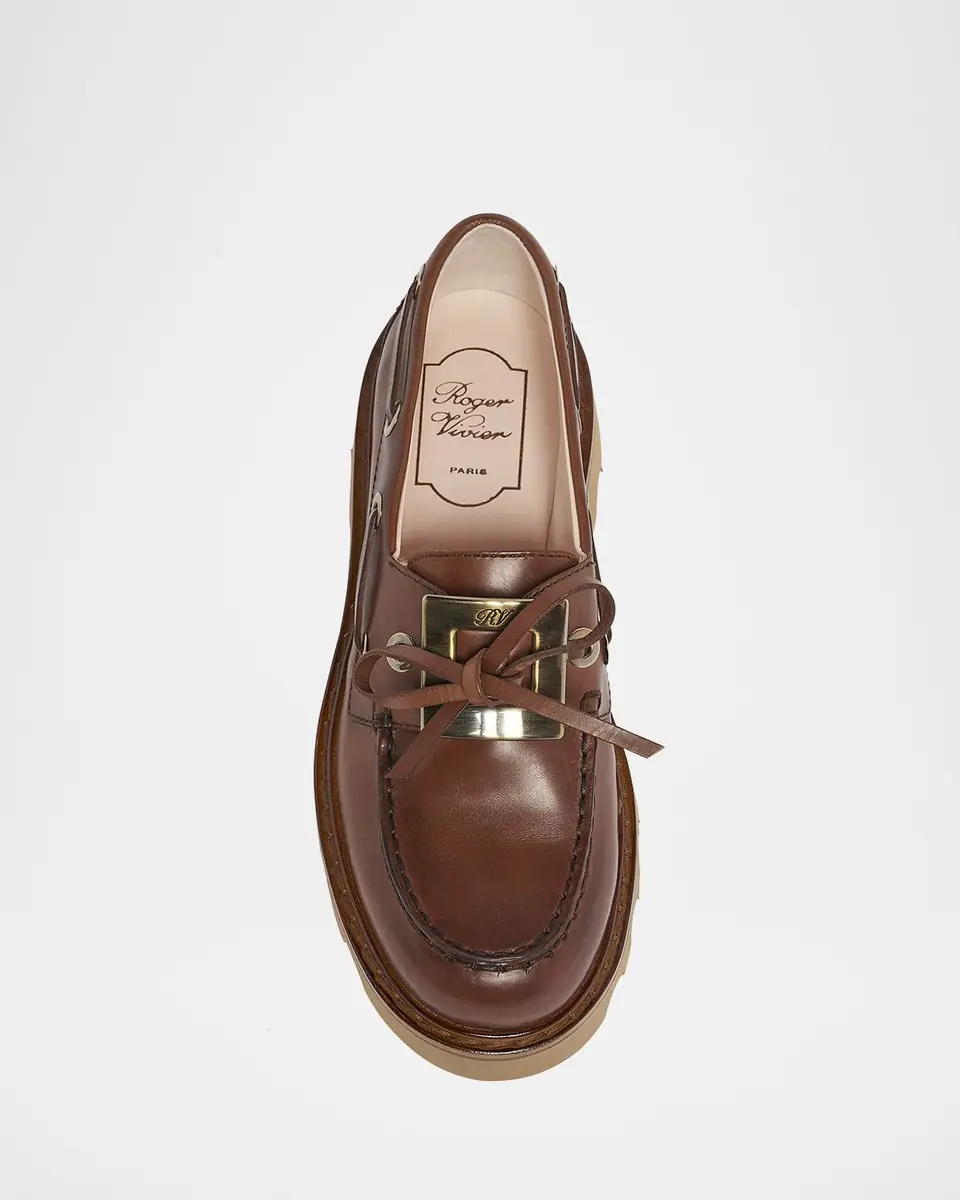 Roger Vivier Viv Ranger Leather Buckle Lug-Sole Boat Loafers | Thumbnail 3 Roger Vivier Viv Ranger Leather Buckle Lug-Sole Boat Loafers | Thumbnail 3
