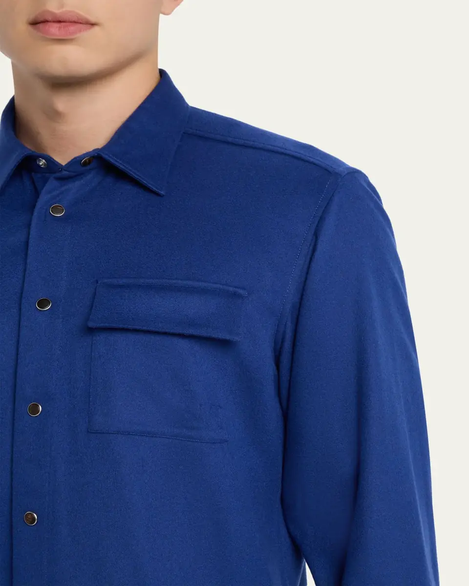 Kiton Men's Cashmere Side-Pocket Overshirt | Thumbnail 5 Kiton Men's Cashmere Side-Pocket Overshirt | Thumbnail 5