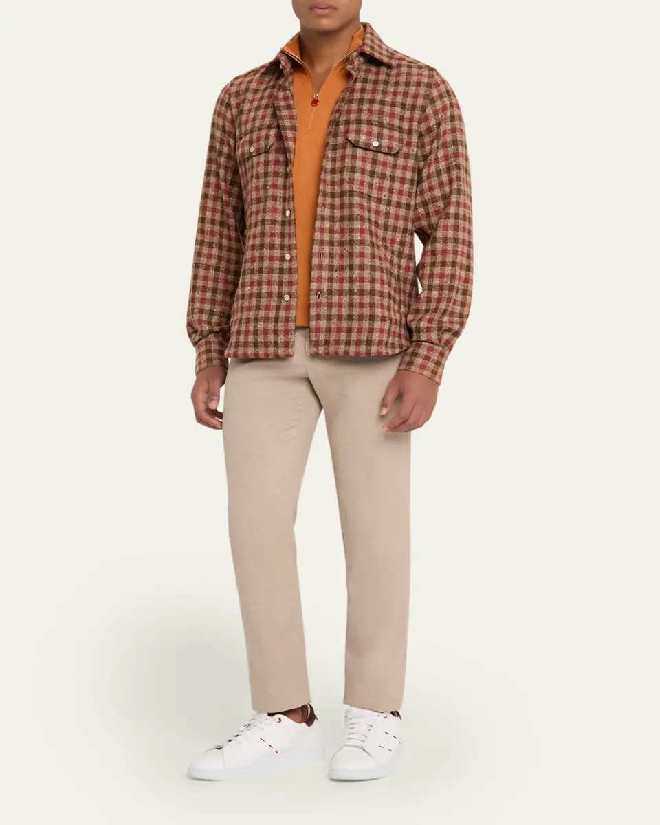 Kiton Men's Speckled Cashmere Overshirt | Thumbnail 2 Kiton Men's Speckled Cashmere Overshirt | Thumbnail 2