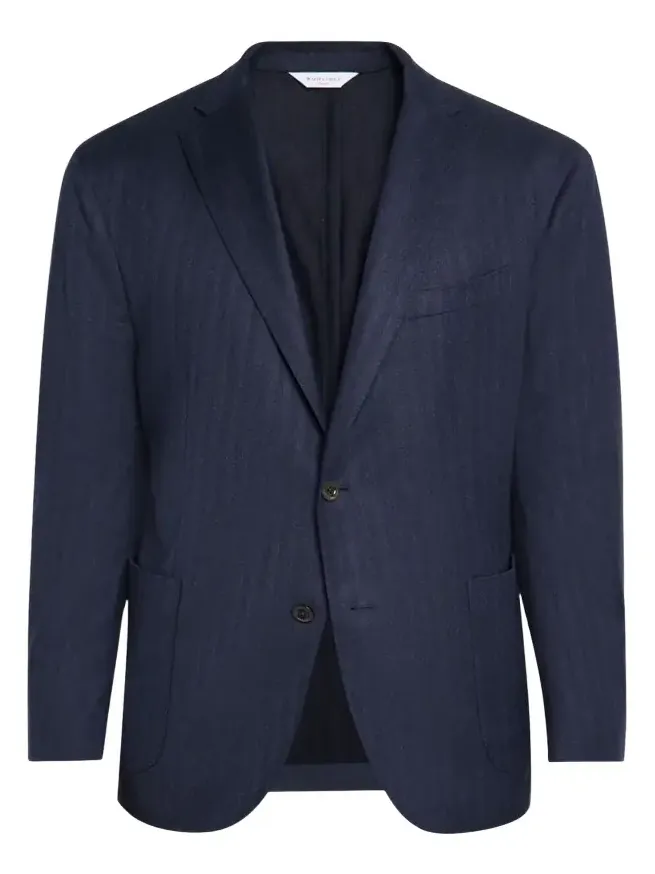 Boglioli Men's Wool and Silk Herringbone Notch-Lapel Sport Coat