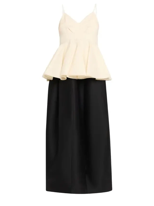 Amell Persimmon Wool-Taffeta Peplum Maxi Dress Amell Persimmon Wool-Taffeta Peplum Maxi Dress