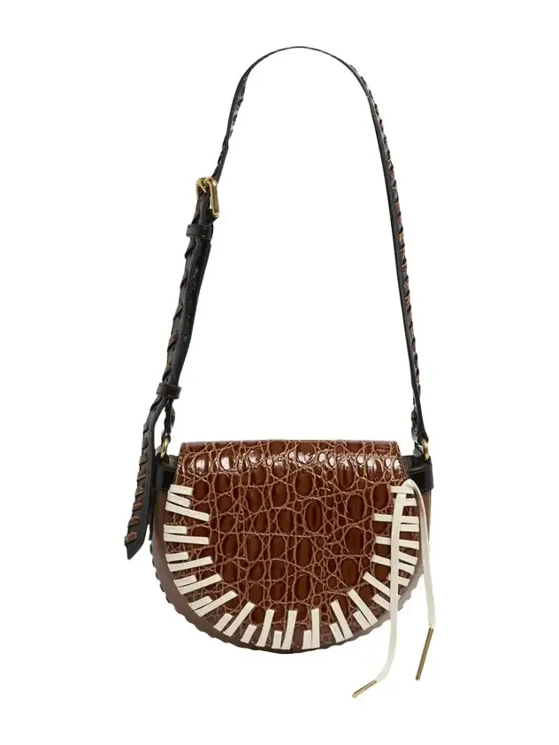 Arc Small Mixed Leather Whipstitch Crossbody Bag Arc Small Mixed Leather Whipstitch Crossbody Bag