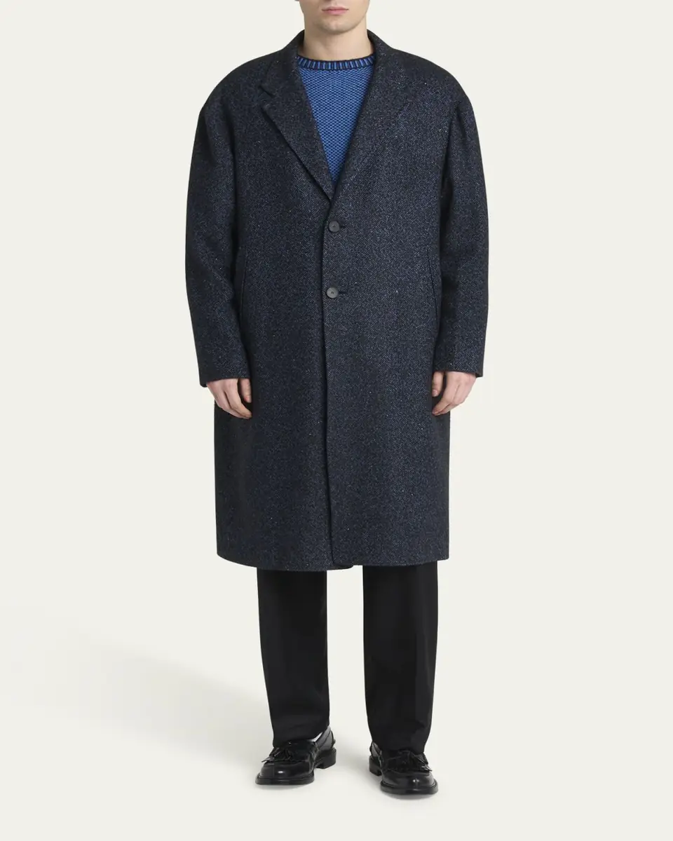 KNT Men's Cashmere Blend Dark Blue Overcoat | Thumbnail 2 KNT Men's Cashmere Blend Dark Blue Overcoat | Thumbnail 2