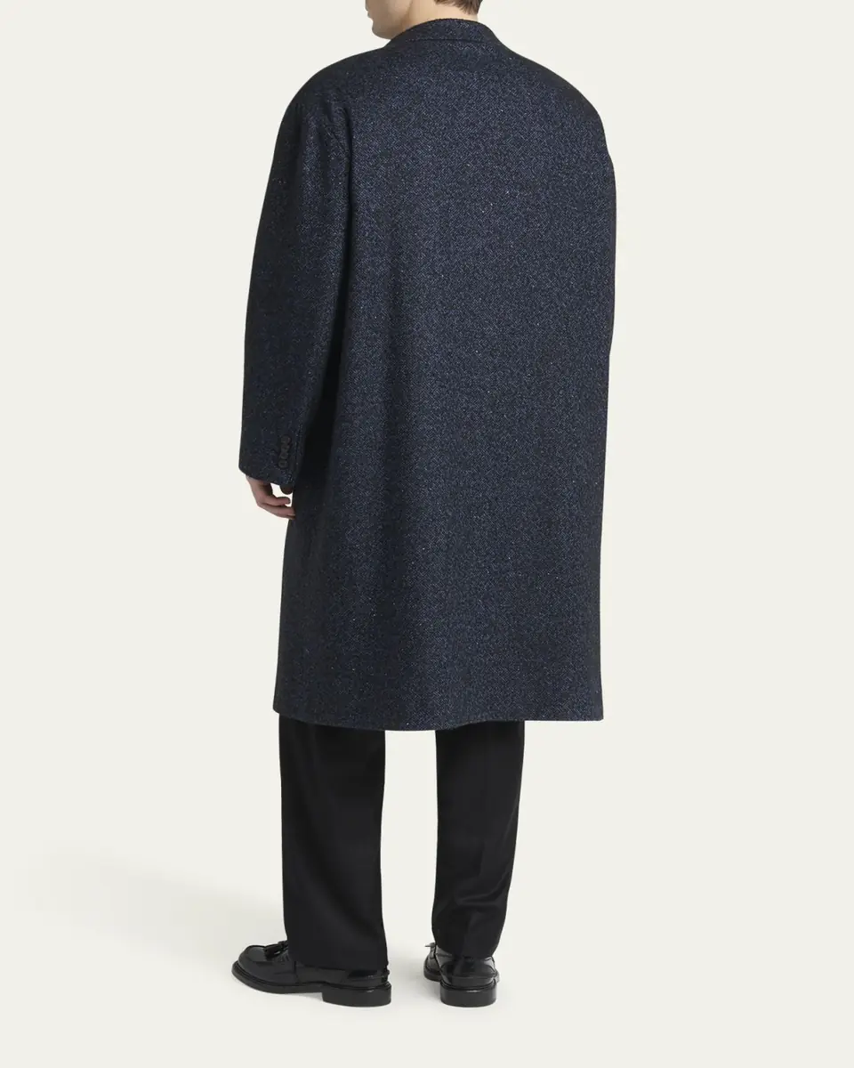 KNT Men's Cashmere Blend Dark Blue Overcoat | Thumbnail 3 KNT Men's Cashmere Blend Dark Blue Overcoat | Thumbnail 3