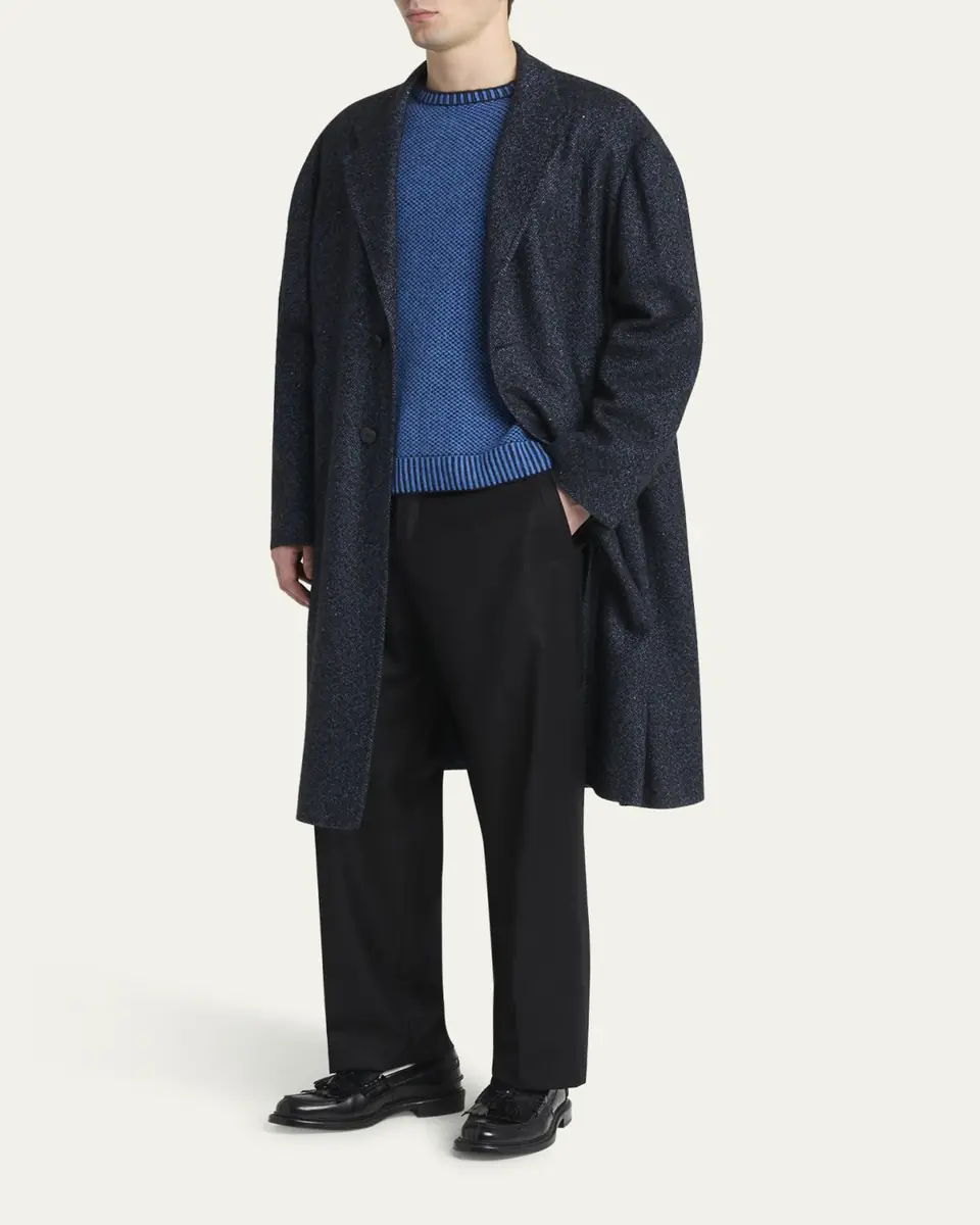 KNT Men's Cashmere Blend Dark Blue Overcoat | Thumbnail 4 KNT Men's Cashmere Blend Dark Blue Overcoat | Thumbnail 4