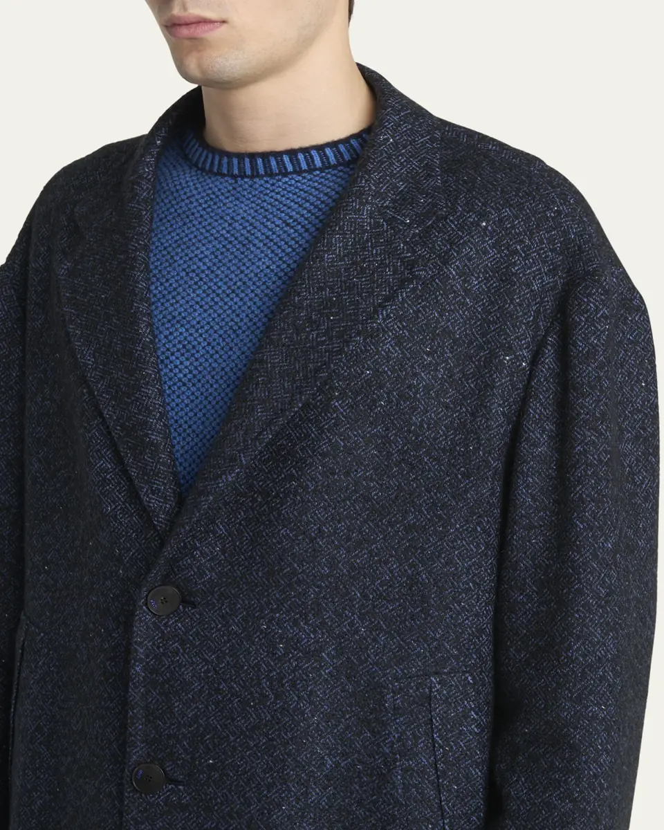 KNT Men's Cashmere Blend Dark Blue Overcoat | Thumbnail 5 KNT Men's Cashmere Blend Dark Blue Overcoat | Thumbnail 5