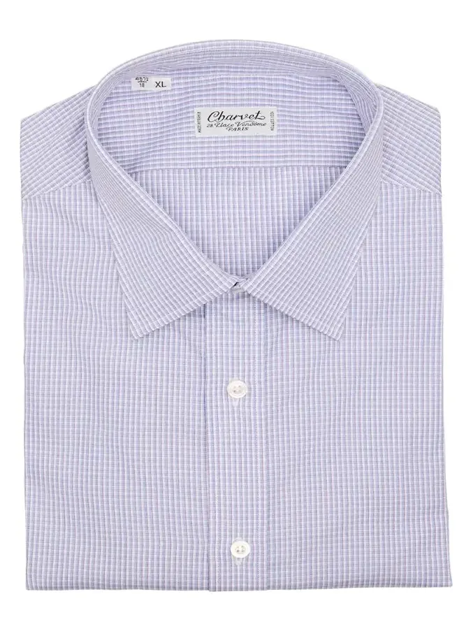 Men's Cotton Micro-Check Point Collar Slim Dress Shirt Men's Cotton Micro-Check Point Collar Slim Dress Shirt