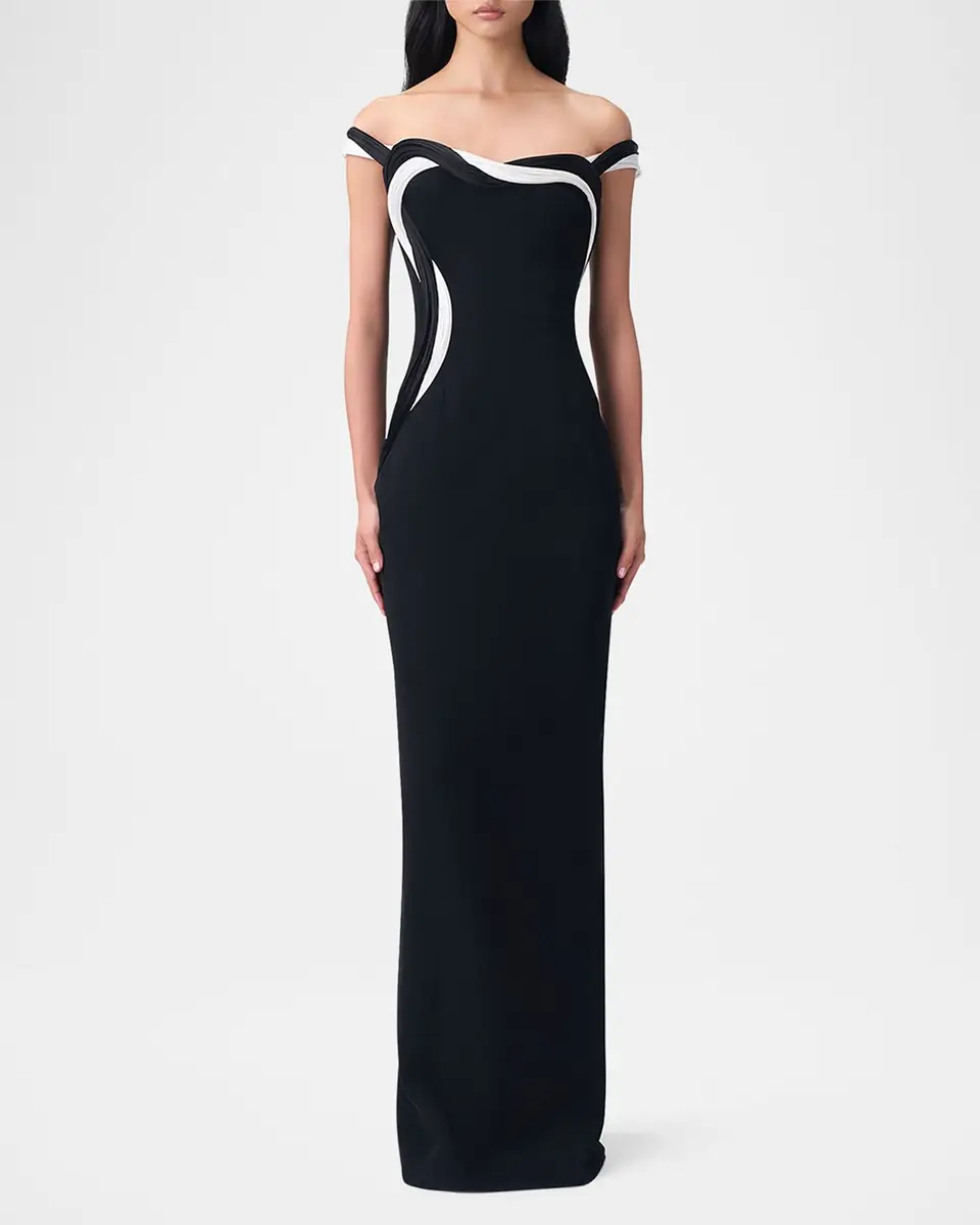 Gaurav Gupta Orbital Interplay Off-Shoulder Column Gown | Thumbnail 5