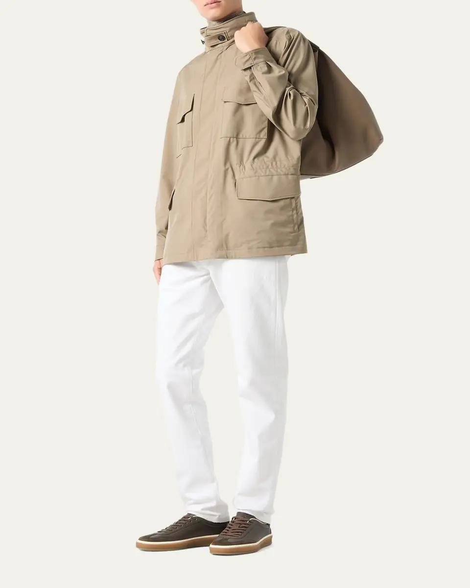 Loro Piana Men's Traveller Storm System Microfiber Field Jacket with Hood | Thumbnail 2