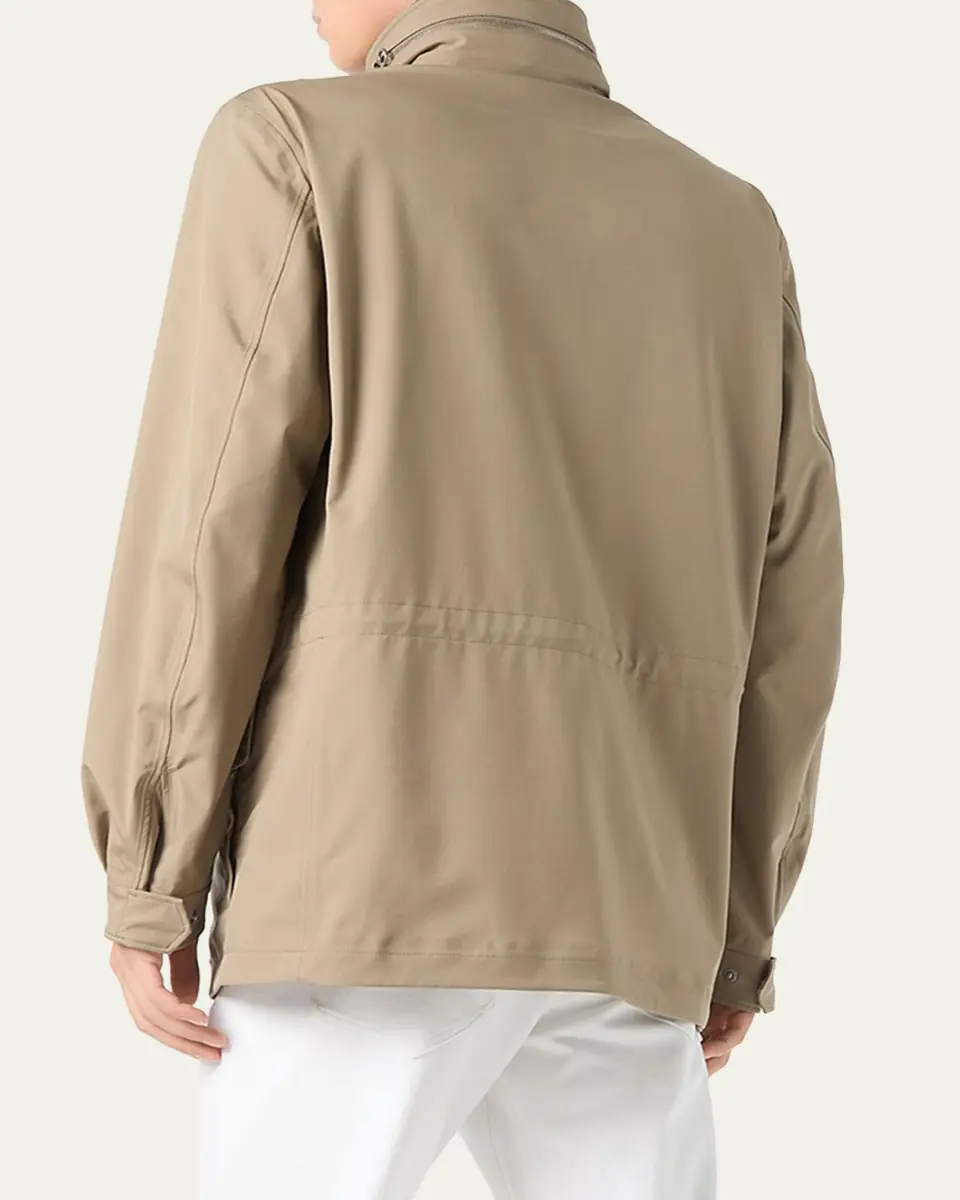 Loro Piana Men's Traveller Storm System Microfiber Field Jacket with Hood | Thumbnail 3
