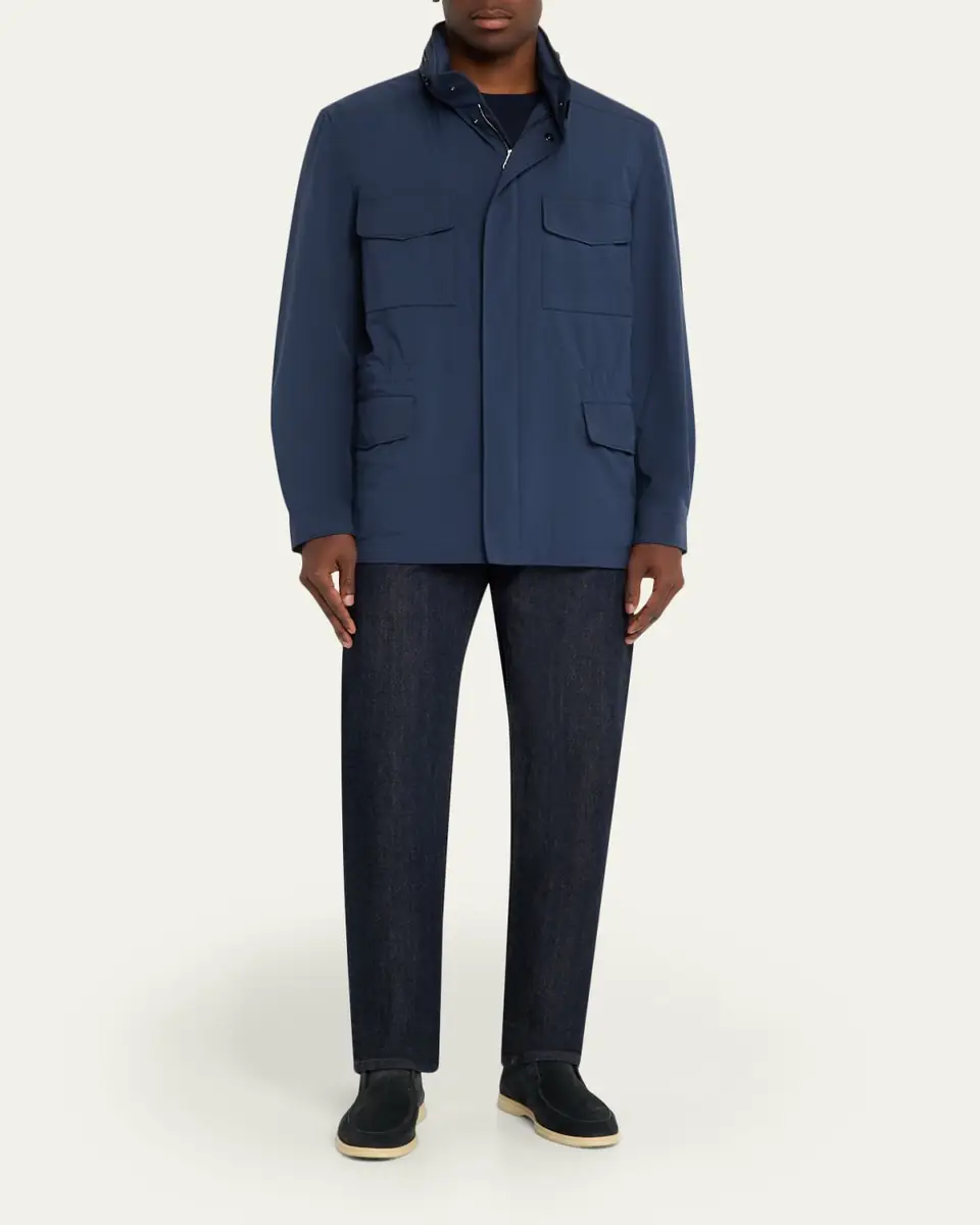 Loro Piana Men's Traveller Storm System Microfiber Field Jacket with Hood | Thumbnail 6