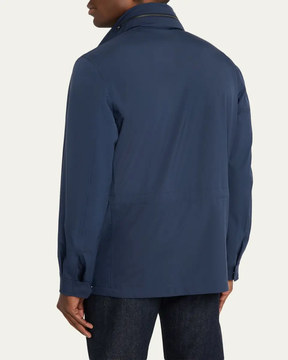 Loro Piana Men's Traveller Storm System Microfiber Field Jacket with Hood | Thumbnail 7