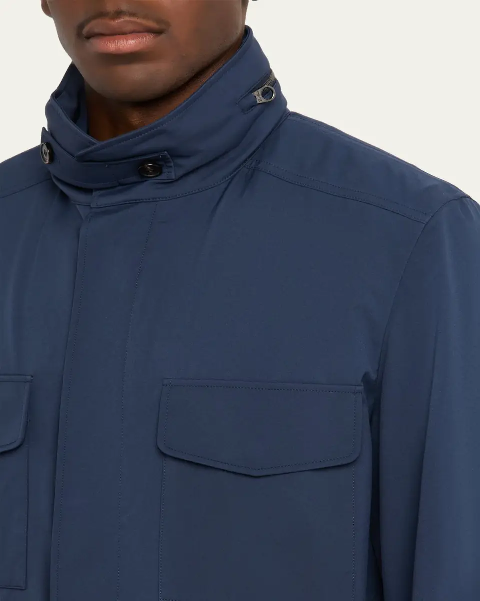 Loro Piana Men's Traveller Storm System Microfiber Field Jacket with Hood | Thumbnail 9