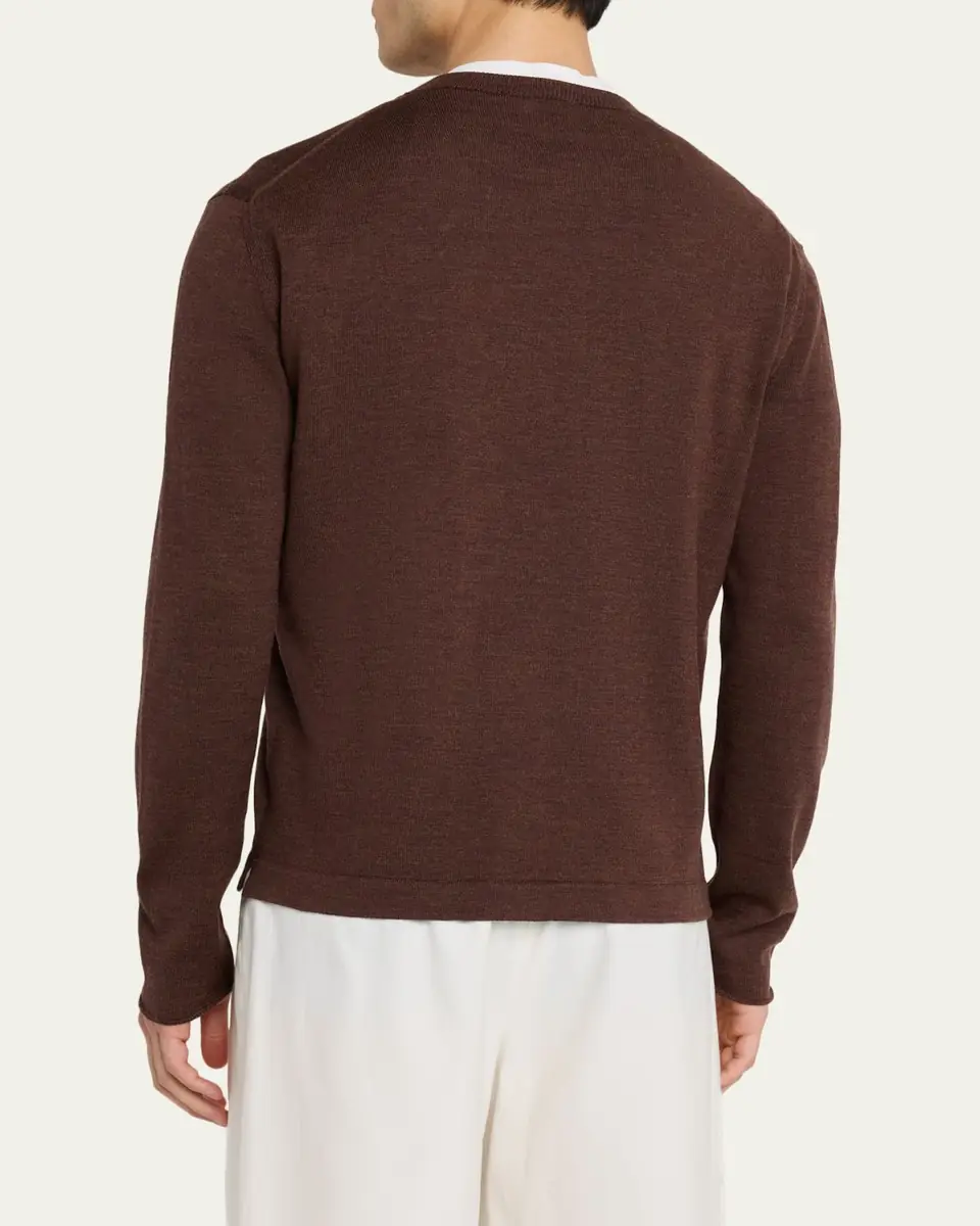Massimo Alba Men's Mouline Wool Crewneck Sweater | Thumbnail 3 Massimo Alba Men's Mouline Wool Crewneck Sweater | Thumbnail 3
