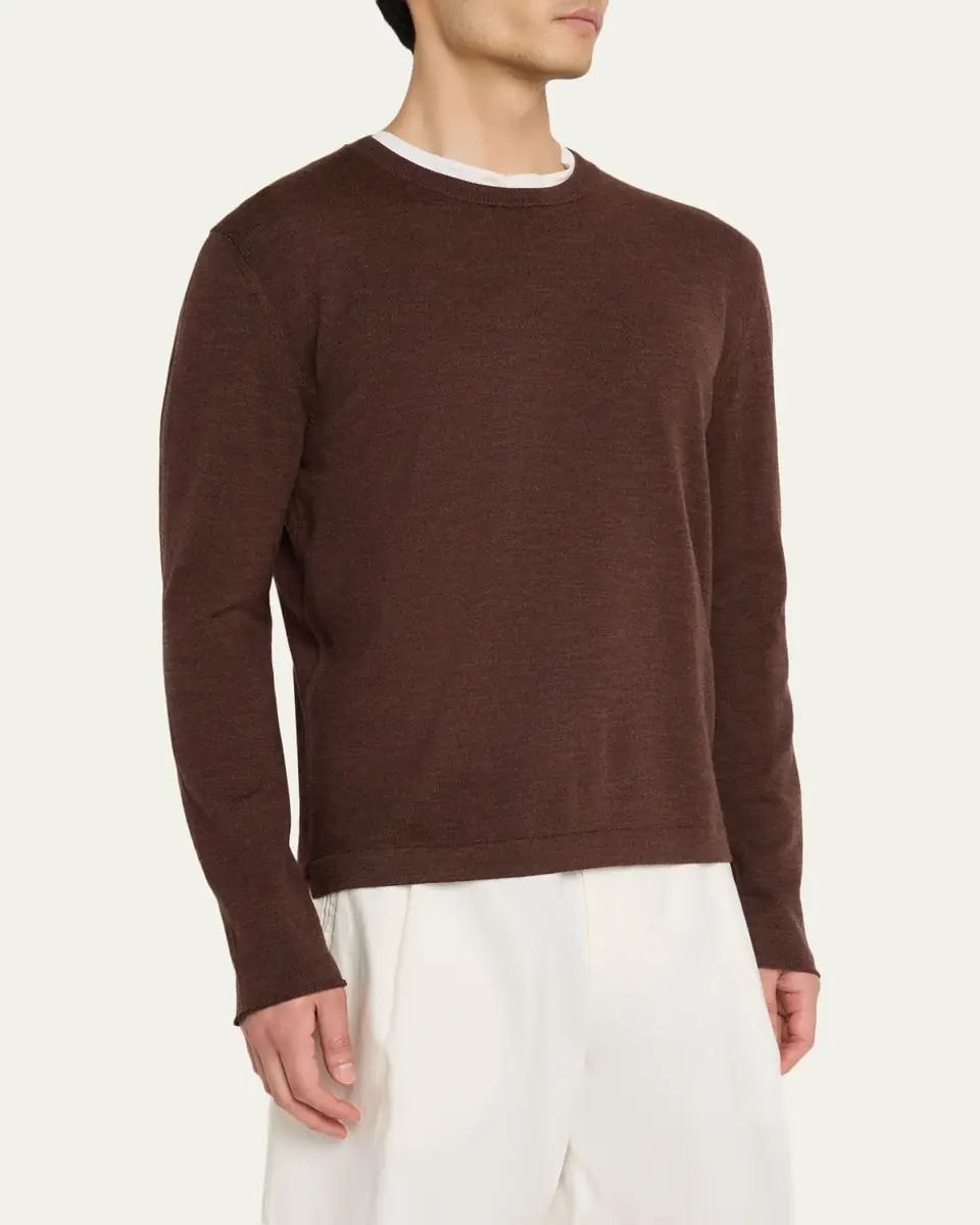 Massimo Alba Men's Mouline Wool Crewneck Sweater | Thumbnail 4 Massimo Alba Men's Mouline Wool Crewneck Sweater | Thumbnail 4