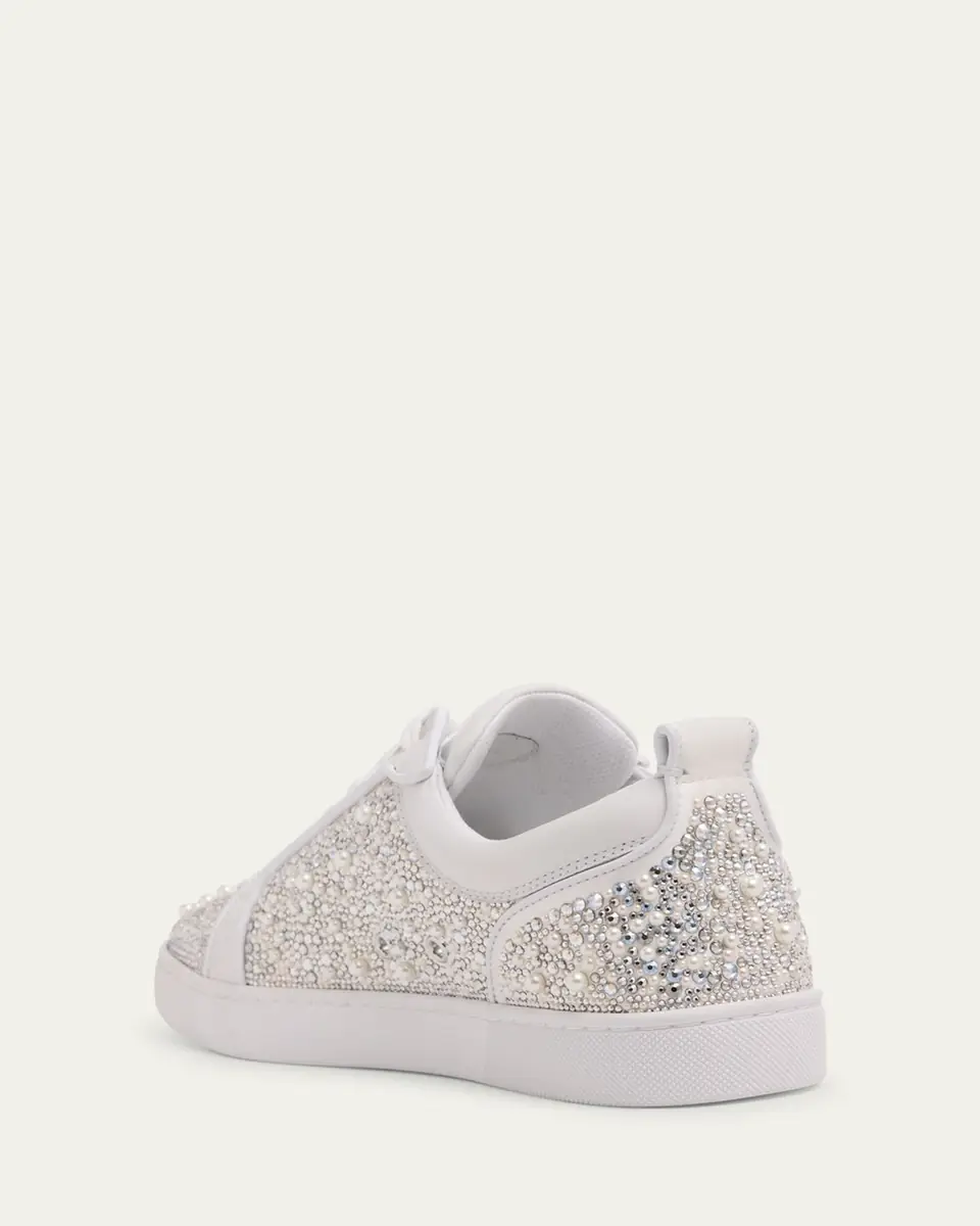 Christian Louboutin Men's Louperla Crystal and Pearly Leather Low-Top Sneakers | Thumbnail 2 Christian Louboutin Men's Louperla Crystal and Pearly Leather Low-Top Sneakers | Thumbnail 2